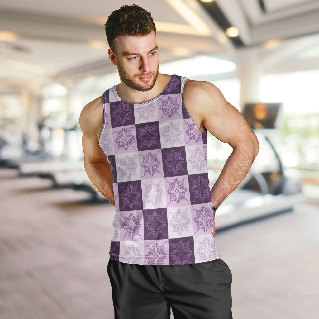 Lavender Manta Ray Hawaiian Quilt Motif Men Tank Top LT05 Purple - Polynesian Pride
