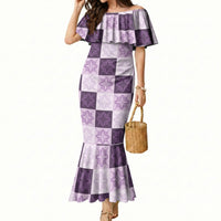 Lavender Manta Ray Hawaiian Quilt Motif Mermaid Dress LT05 Women Purple - Polynesian Pride