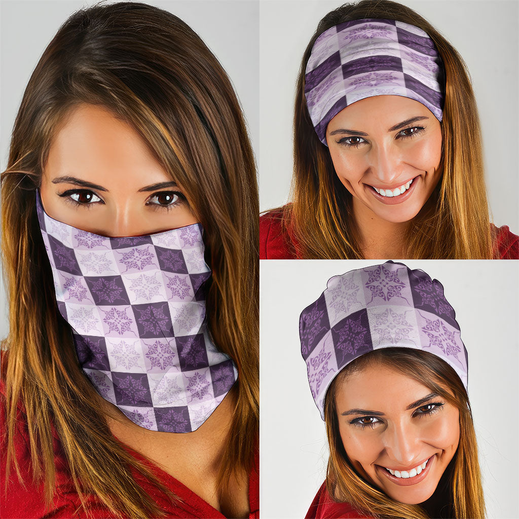 Lavender Manta Ray Hawaiian Quilt Motif Neck Gaiter LT05 - Polynesian Pride