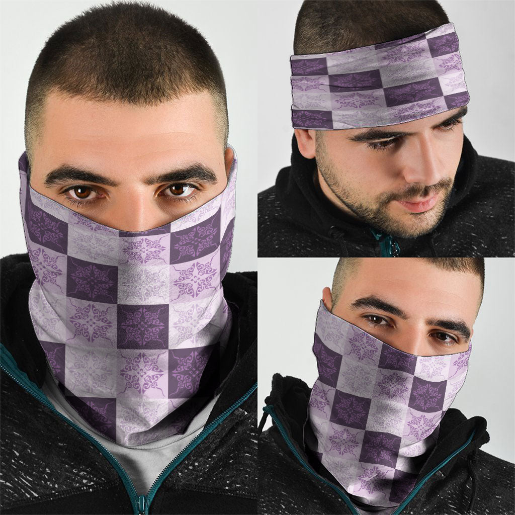 Lavender Manta Ray Hawaiian Quilt Motif Neck Gaiter LT05 - Polynesian Pride