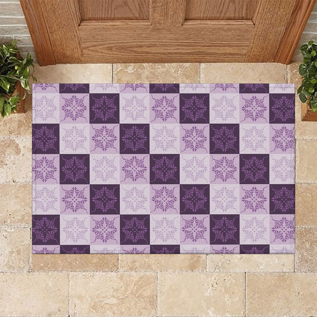 Lavender Manta Ray Hawaiian Quilt Motif Rubber Doormat LT05 Purple - Polynesian Pride