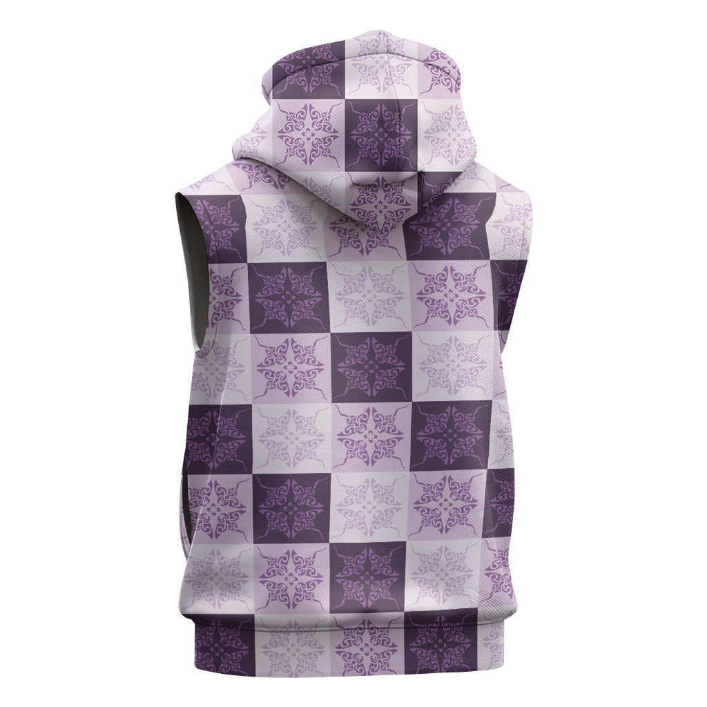 Lavender Manta Ray Hawaiian Quilt Motif Sleeveless Hoodie LT05 - Polynesian Pride