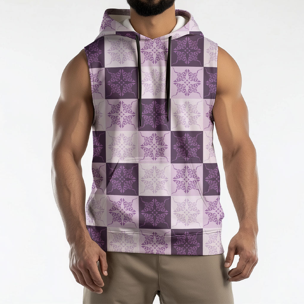 Lavender Manta Ray Hawaiian Quilt Motif Sleeveless Hoodie LT05 - Polynesian Pride