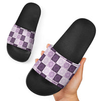 Lavender Manta Ray Hawaiian Quilt Motif Slide Sandals LT05 - Polynesian Pride