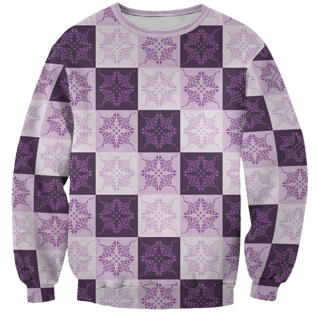 Lavender Manta Ray Hawaiian Quilt Motif Sweatshirt LT05 Unisex Purple - Polynesian Pride