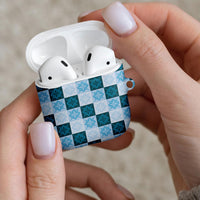 Cyan Manta Ray Hawaiian Quilt Motif AirPods Case LT05 - Polynesian Pride