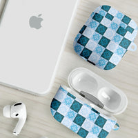 Cyan Manta Ray Hawaiian Quilt Motif AirPods Case LT05 - Polynesian Pride