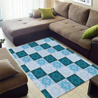 Cyan Manta Ray Hawaiian Quilt Motif Area Rug LT05 - Polynesian Pride
