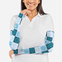 Cyan Manta Ray Hawaiian Quilt Motif Arm Sleeves LT05 - Polynesian Pride