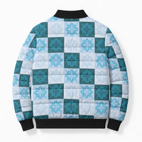 Cyan Manta Ray Hawaiian Quilt Motif Bomber Puffer Jacket LT05 - Polynesian Pride