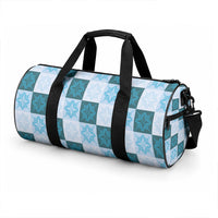 Cyan Manta Ray Hawaiian Quilt Motif Duffle Bag LT05 - Polynesian Pride