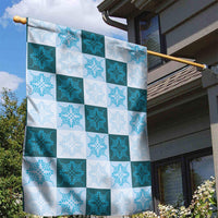Cyan Manta Ray Hawaiian Quilt Motif Garden Flag LT05 - Polynesian Pride