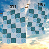 Cyan Manta Ray Hawaiian Quilt Motif Garden Flag LT05 - Polynesian Pride
