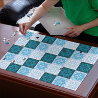 Cyan Manta Ray Hawaiian Quilt Motif Puzzle LT05 - Polynesian Pride