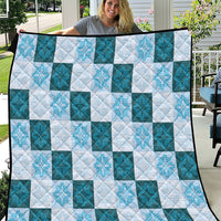 Cyan Manta Ray Hawaiian Quilt Motif Quilt LT05 Blue - Polynesian Pride