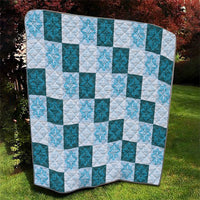 Cyan Manta Ray Hawaiian Quilt Motif Quilt LT05 - Polynesian Pride