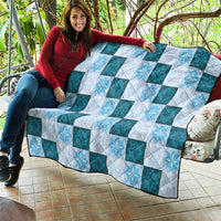 Cyan Manta Ray Hawaiian Quilt Motif Quilt LT05 - Polynesian Pride