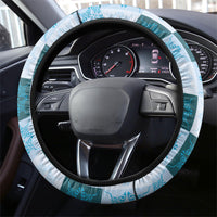Cyan Manta Ray Hawaiian Quilt Motif Steering Wheel Cover LT05 - Polynesian Pride