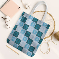 Cyan Manta Ray Hawaiian Quilt Motif Tote Bag LT05 White Strap One Size Blue - Polynesian Pride