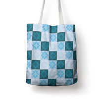 Cyan Manta Ray Hawaiian Quilt Motif Tote Bag LT05 - Polynesian Pride