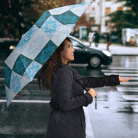 Cyan Manta Ray Hawaiian Quilt Motif Umbrella LT05 - Polynesian Pride