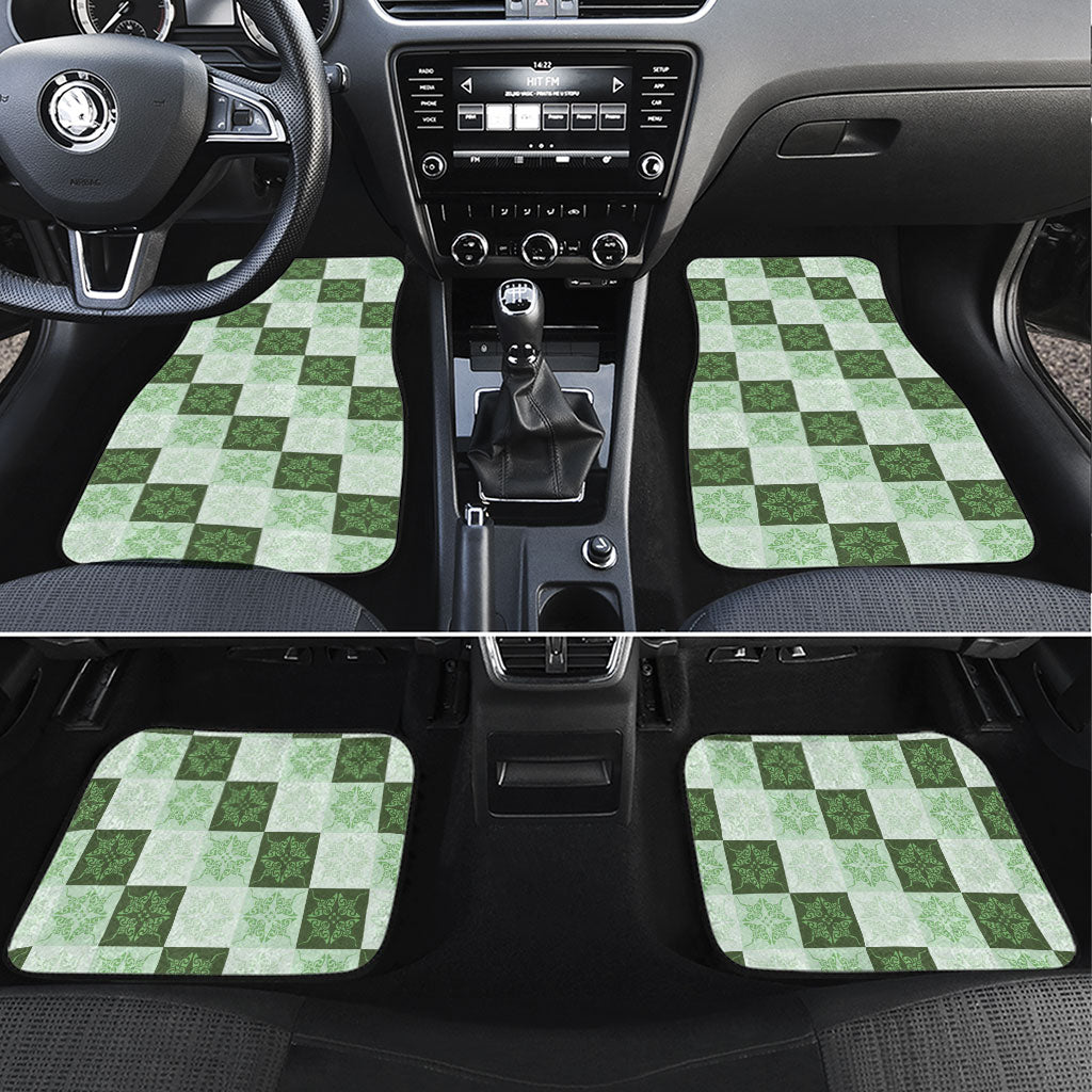Sage Green Manta Ray Hawaiian Quilt Motif Car Mats LT05 Set 4pcs Green - Polynesian Pride