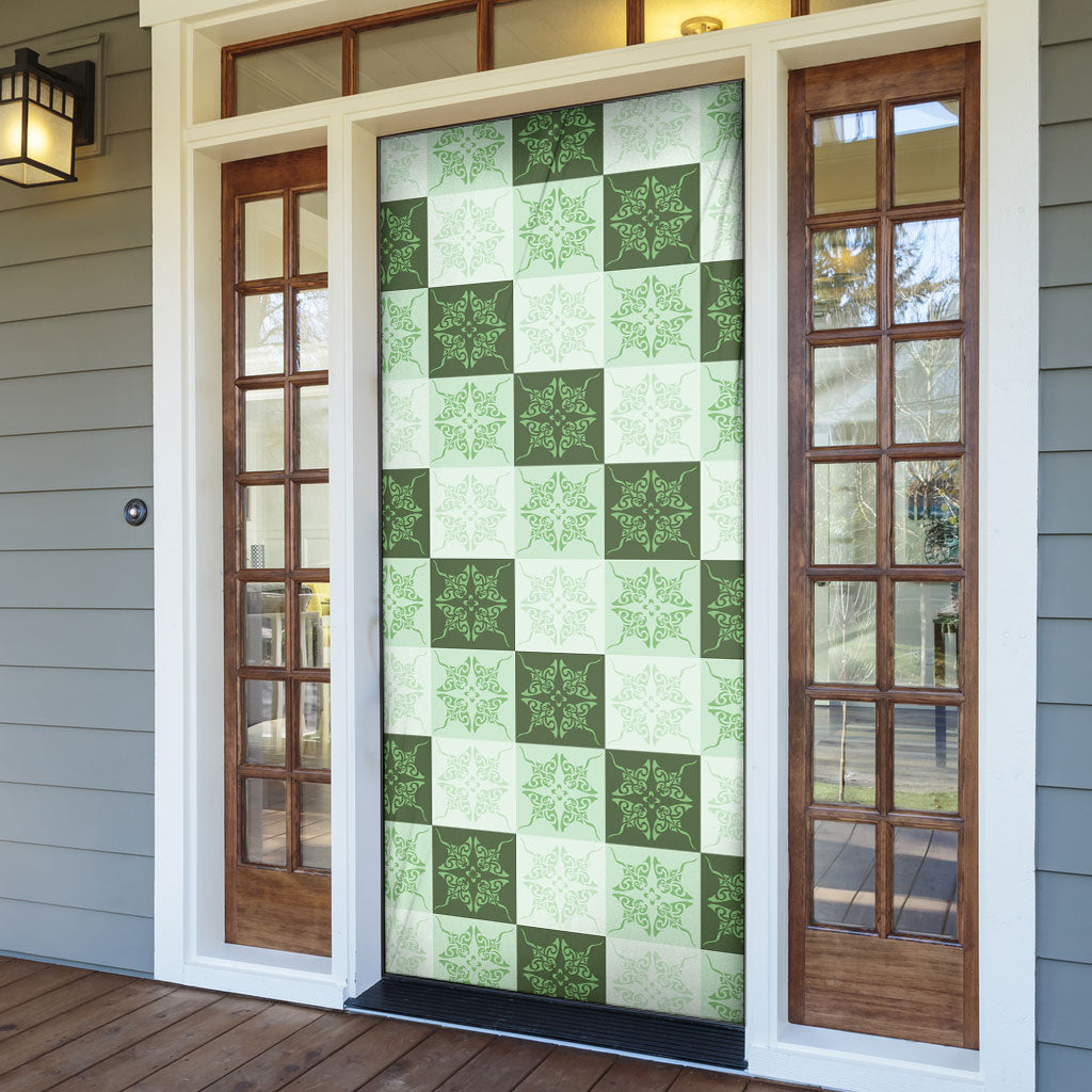 Sage Green Manta Ray Hawaiian Quilt Motif Door Cover LT05 - Polynesian Pride