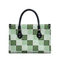 Sage Green Manta Ray Hawaiian Quilt Motif Leather Bag LT05 - Polynesian Pride