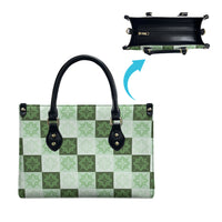 Sage Green Manta Ray Hawaiian Quilt Motif Leather Bag LT05 - Polynesian Pride