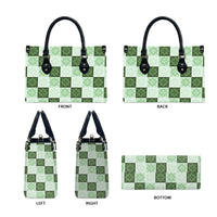 Sage Green Manta Ray Hawaiian Quilt Motif Leather Bag LT05 - Polynesian Pride
