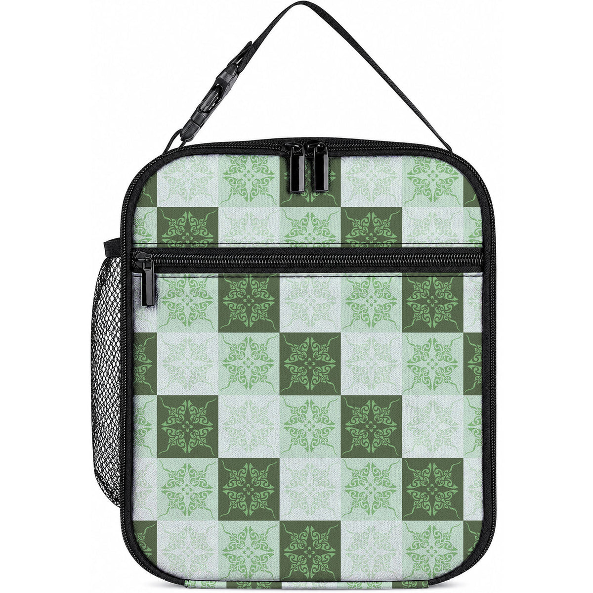 Sage Green Manta Ray Hawaiian Quilt Motif Lunch Bag LT05 10.2 × 8.3 × 4.3 inch Green - Polynesian Pride