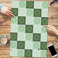 Sage Green Manta Ray Hawaiian Quilt Motif Puzzle LT05 Green - Polynesian Pride