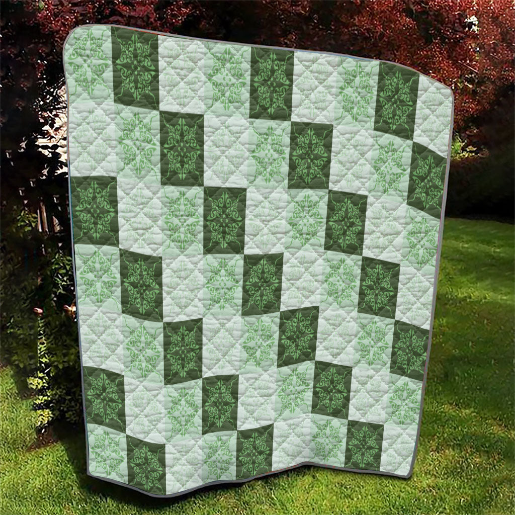 Sage Green Manta Ray Hawaiian Quilt Motif Quilt LT05 - Polynesian Pride