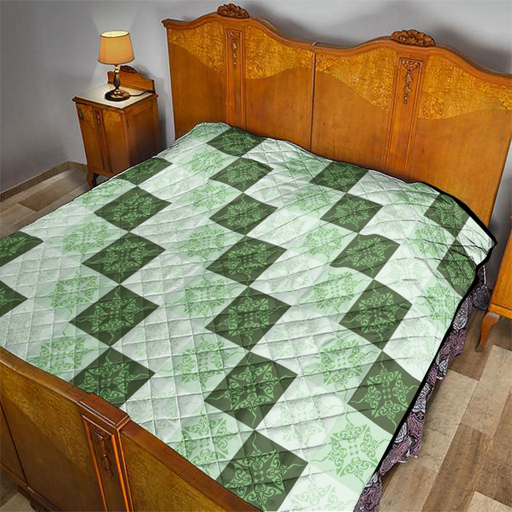 Sage Green Manta Ray Hawaiian Quilt Motif Quilt LT05 - Polynesian Pride
