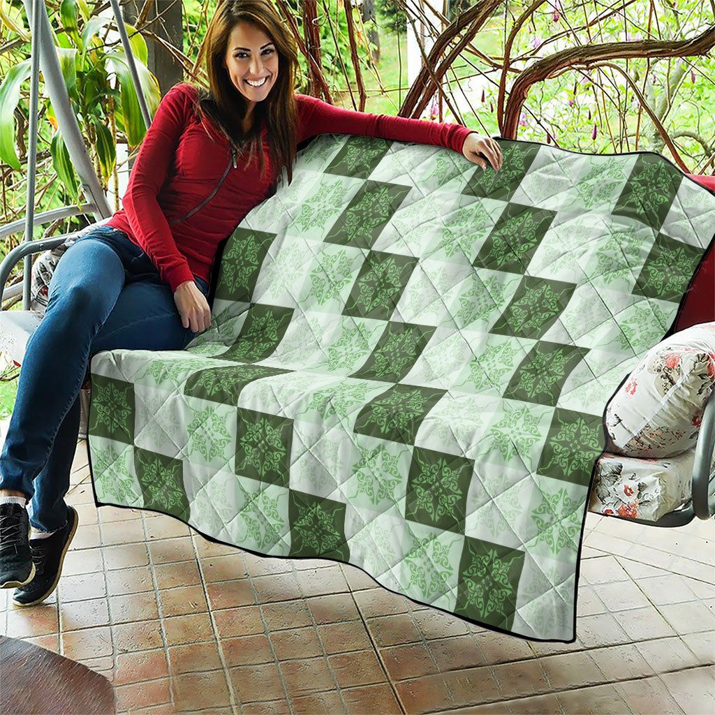 Sage Green Manta Ray Hawaiian Quilt Motif Quilt LT05 - Polynesian Pride