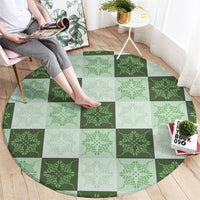 Sage Green Manta Ray Hawaiian Quilt Motif Round Carpet LT05 - Polynesian Pride