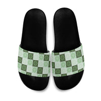 Sage Green Manta Ray Hawaiian Quilt Motif Slide Sandals LT05 Green - Polynesian Pride