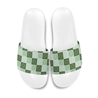 Sage Green Manta Ray Hawaiian Quilt Motif Slide Sandals LT05 Green - Polynesian Pride