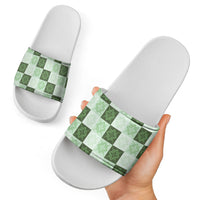 Sage Green Manta Ray Hawaiian Quilt Motif Slide Sandals LT05 - Polynesian Pride