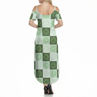 Sage Green Manta Ray Hawaiian Quilt Motif Summer Maxi Dress LT05 - Polynesian Pride