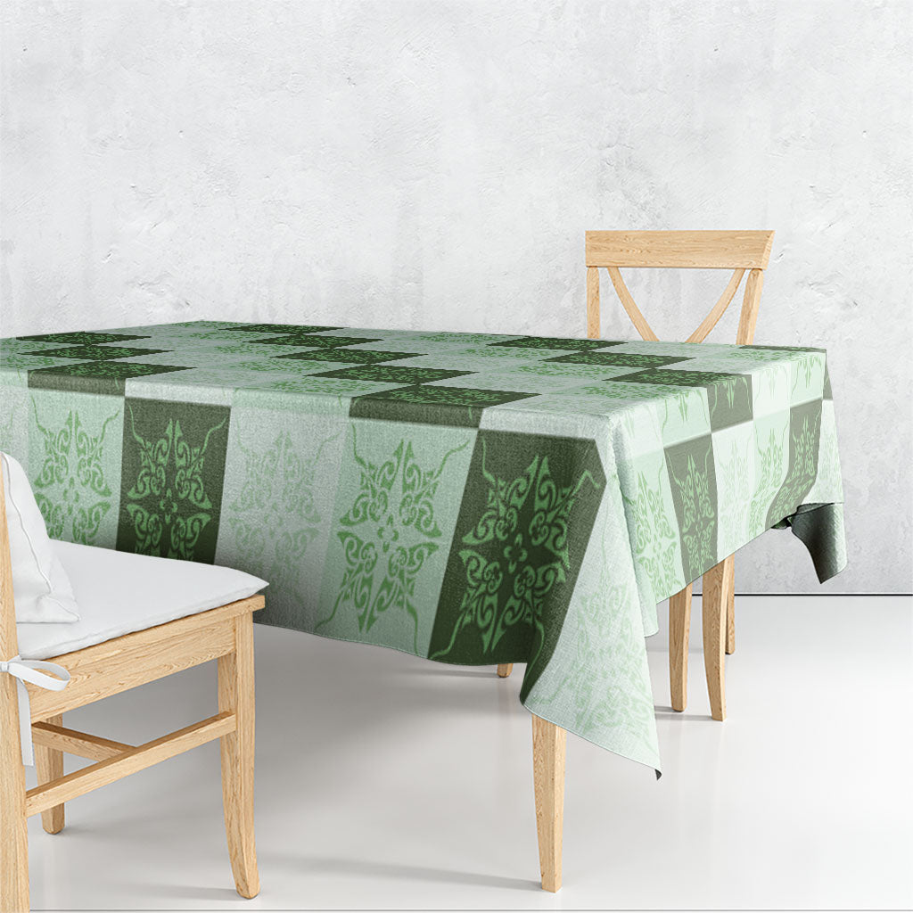 Sage Green Manta Ray Hawaiian Quilt Motif Tablecloth LT05 - Polynesian Pride