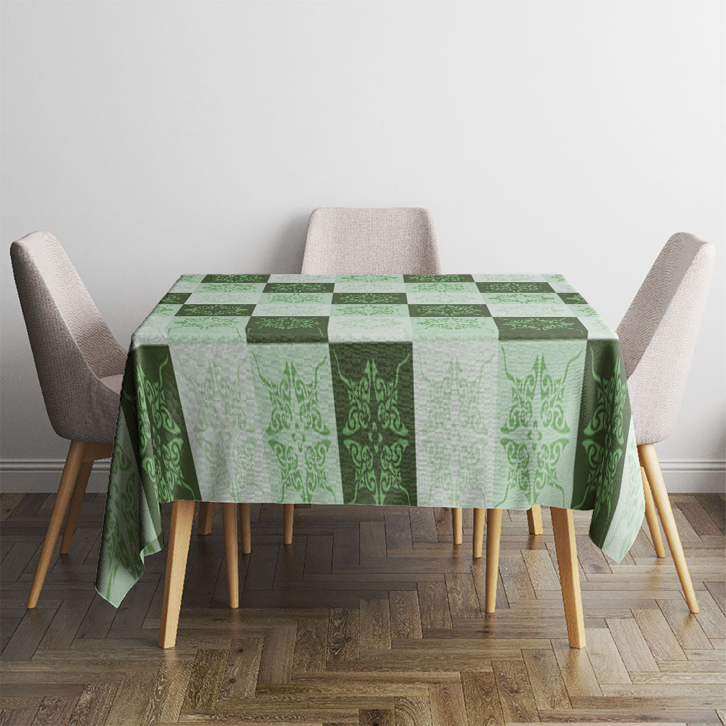 Sage Green Manta Ray Hawaiian Quilt Motif Tablecloth LT05 - Polynesian Pride
