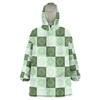 Sage Green Manta Ray Hawaiian Quilt Motif Wearable Blanket Hoodie LT05 One Size Green - Polynesian Pride