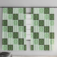 Sage Green Manta Ray Hawaiian Quilt Motif Window Curtain LT05 With Hooks Green - Polynesian Pride