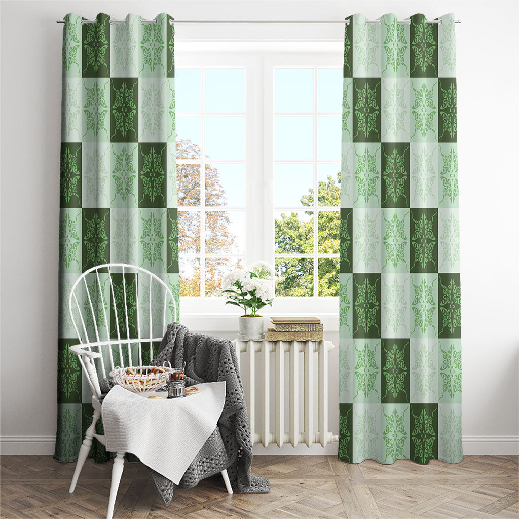 Sage Green Manta Ray Hawaiian Quilt Motif Window Curtain LT05 - Polynesian Pride