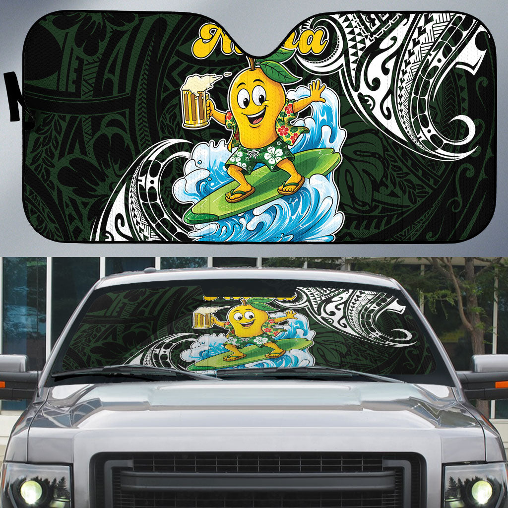 Aloha Hawaii Mango Surfing Auto Sun Shade Polynesian Style LT05 Black - Polynesian Pride