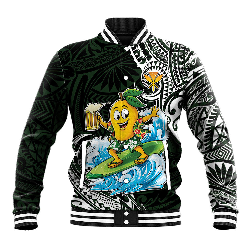 Aloha Hawaii Mango Surfing Baseball Jacket Polynesian Style LT05 Unisex Black - Polynesian Pride