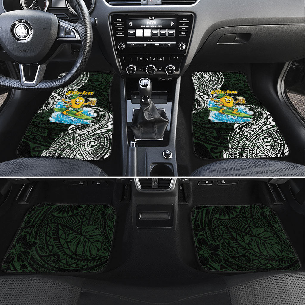Aloha Hawaii Mango Surfing Car Mats Polynesian Style LT05 Set 4pcs Black - Polynesian Pride