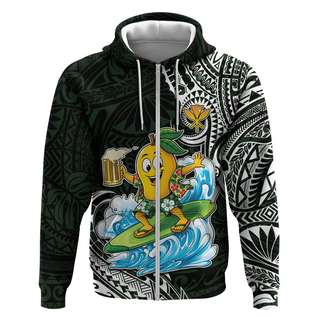 Aloha Hawaii Mango Surfing Hoodie Polynesian Style LT05 Zip Hoodie Black - Polynesian Pride
