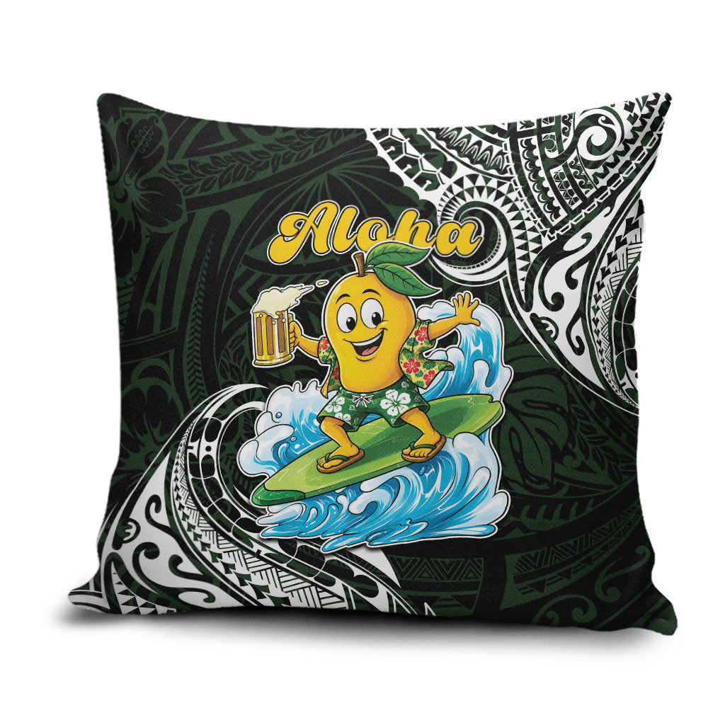 Aloha Hawaii Mango Surfing Pillow Cover Polynesian Style LT05 Black - Polynesian Pride